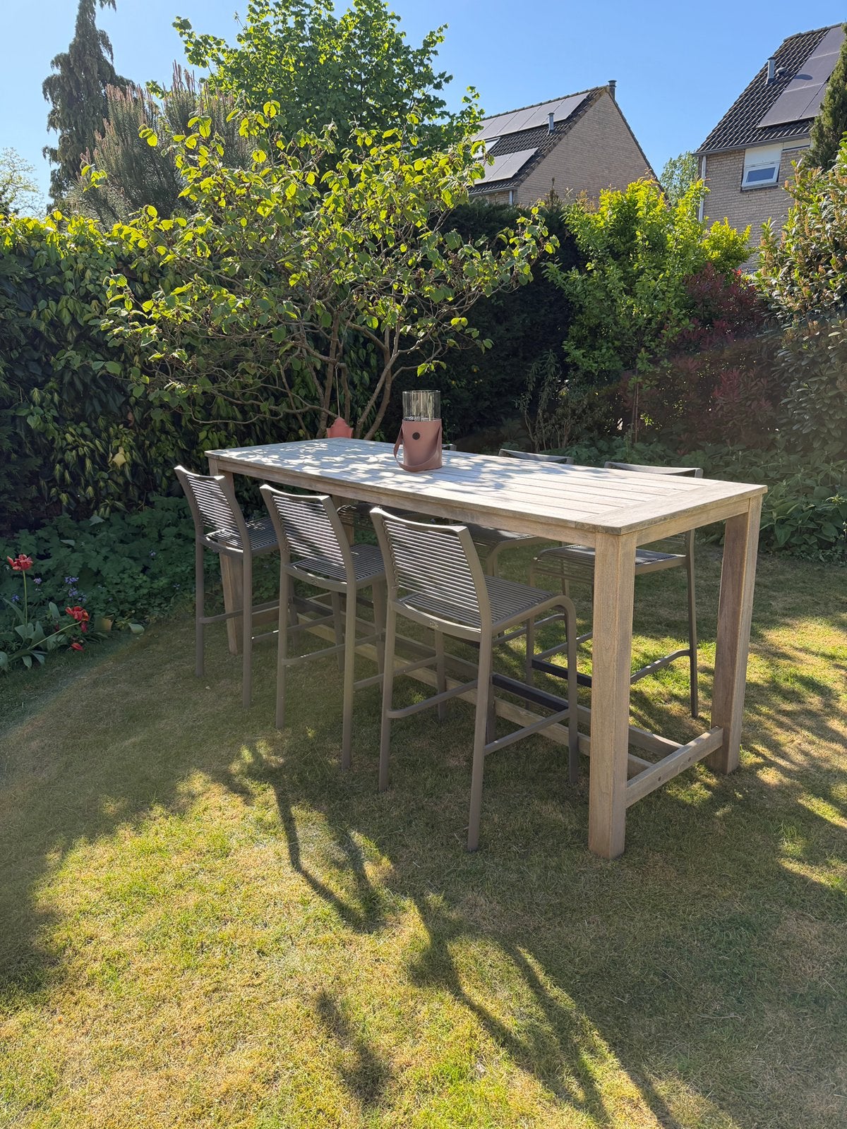 Bartafel en 6 barstoelen van Kees Smit zeer goede staat, Ophalen, Gebruikt, Aluminium, 2 zitplaatsen