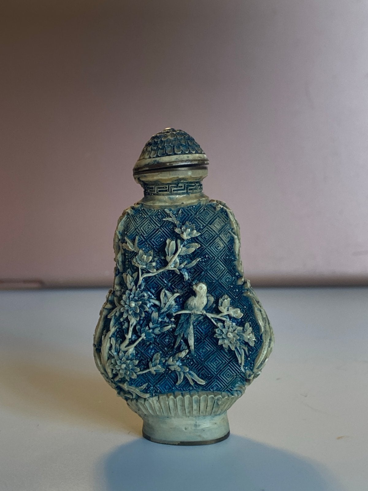 Antieke Chinese Snuff Bottle met Vogel en Bloemen, Ophalen of Verzenden