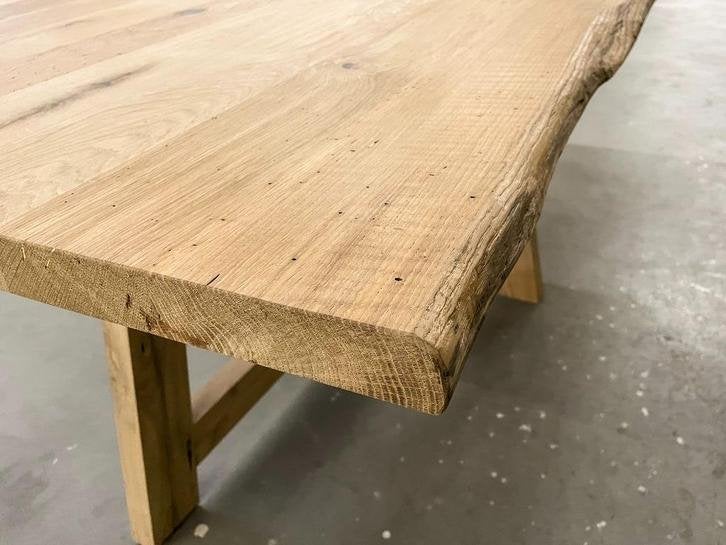 Eiken tafel | Oud Eiken tafelbladen | Boomstam - VOORRAAD, Niet ingevuld, Nieuw, Vijf personen of meer, Eiken, robuust, landelijk