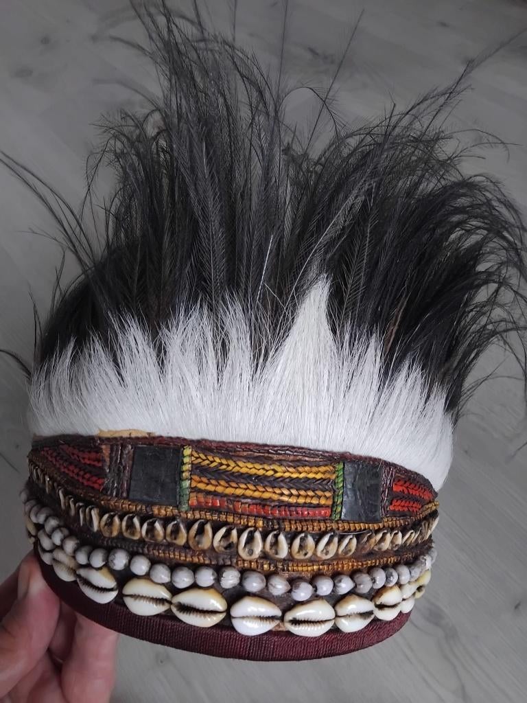 Dani tribe hoofdtooi met casuaris veren, Ophalen of Verzenden