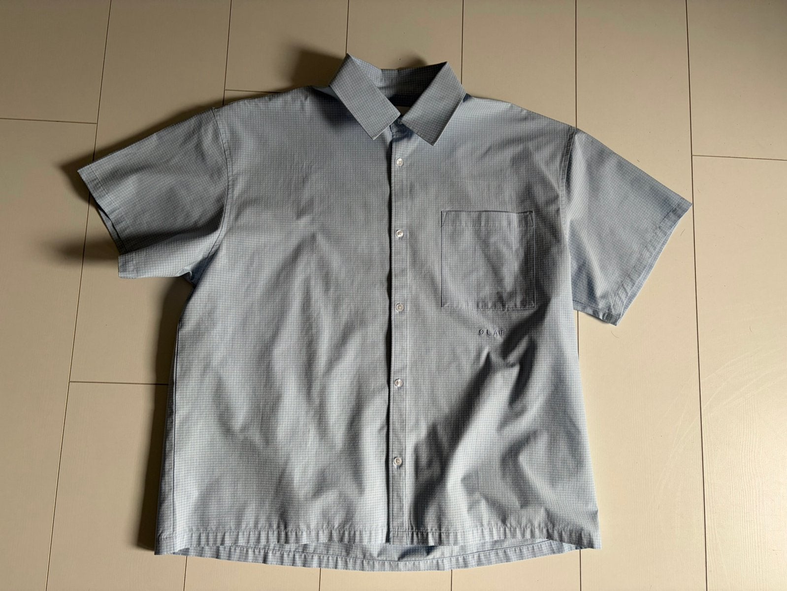 Olaf overhemd korte mouwen maat XL, Ophalen of Verzenden, Zo goed als nieuw, Blauw, Halswijdte 43/44 (XL)