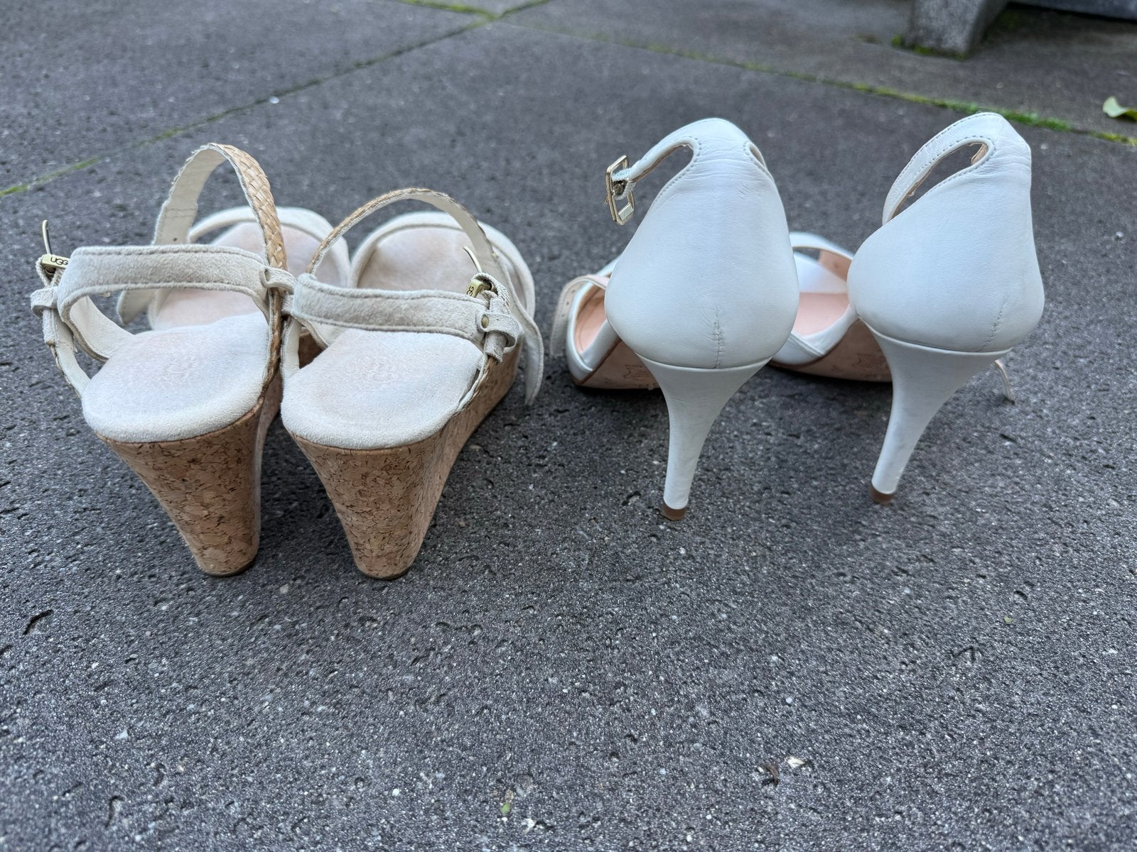Uggs sandalen en Unisa hakken - Set van 2 paar, Ophalen, Gedragen, Wit, Sandalen of Muiltjes