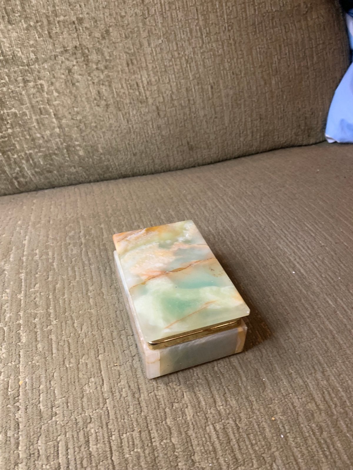 Vintage Onyx Sieradendoosje met Fluweel Interieur edelsteen, Ophalen