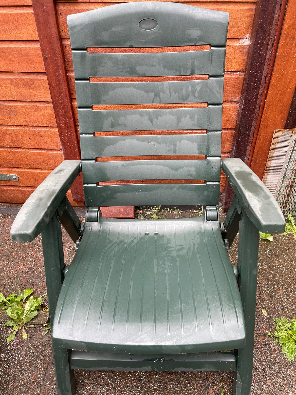 Verstelbare Hartman tuinstoelen set 4x donkergroen plastic, Ophalen, Gebruikt, Plastic, Verstelbaar