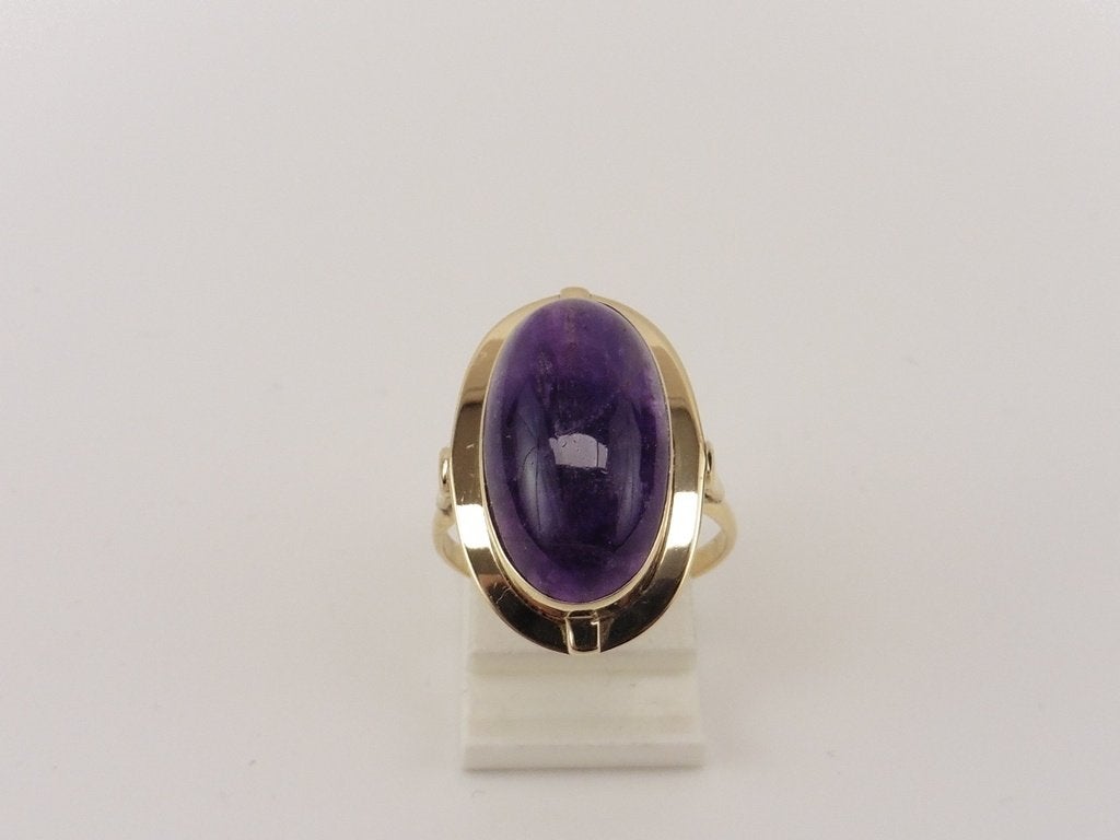 Gouden damesring met amethist                            G72, Gebruikt, ., Paars, Ophalen of Verzenden