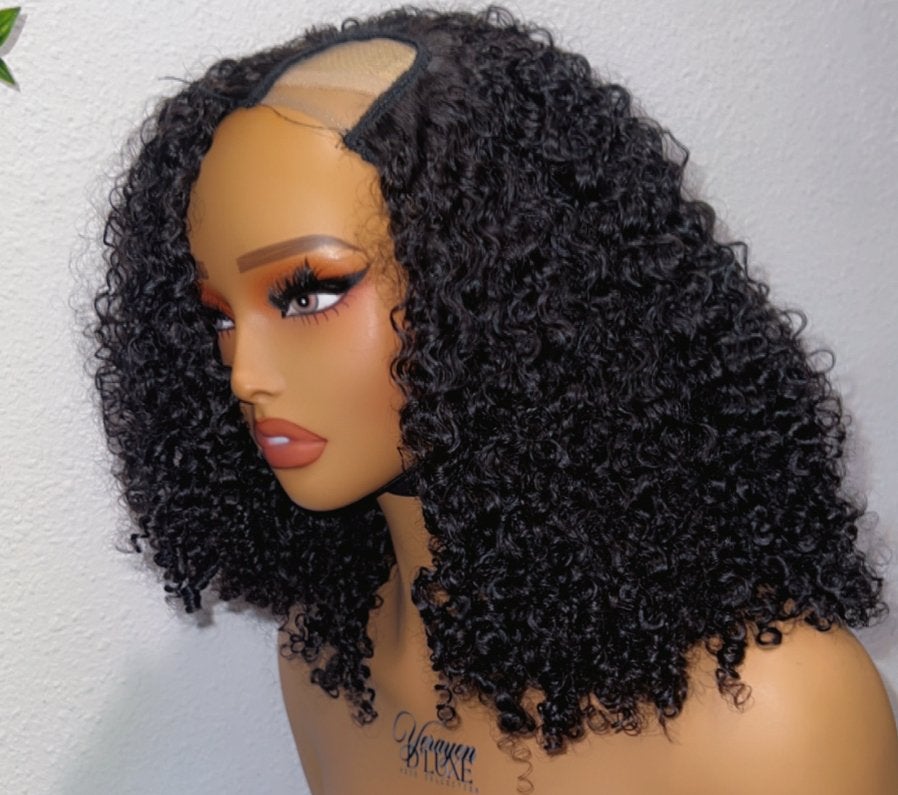 U-part pruik 16 inch kinky krullend menselijk haar, Ophalen of Verzenden, Nieuw, Pruik of Haarverlenging