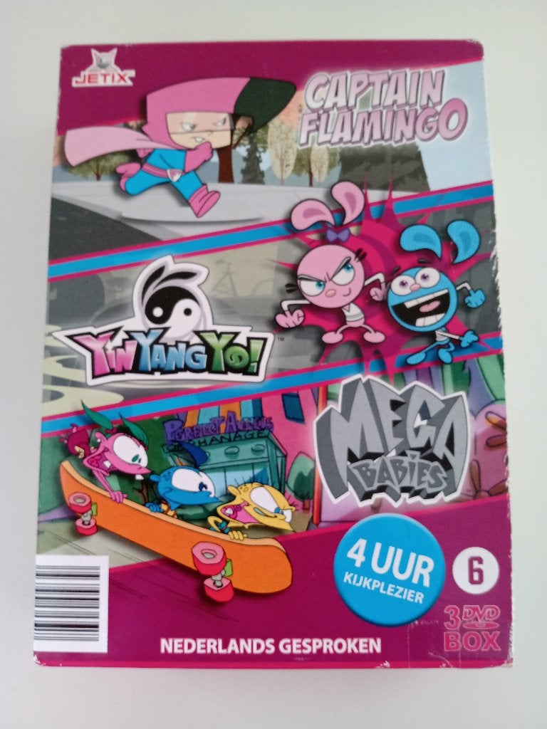 DVD Box met Captain Flamingo/YinYangYo!/Mega Babies (JETIX), Cd's en Dvd's, Gebruikt, Alle leeftijden, Overige genres, Ophalen of Verzenden