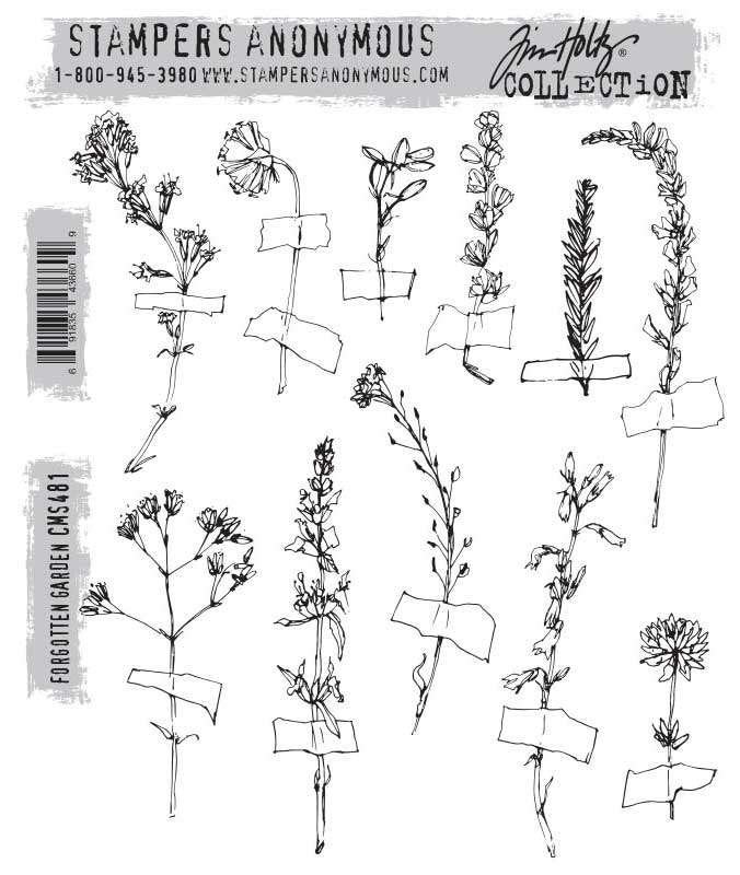 SA Tim Holtz Cling Mount Stamps Forgotten Garden #481, Hobby en Vrije tijd, Stempelen, Verzenden, Nieuw, EZ-mounted stempel