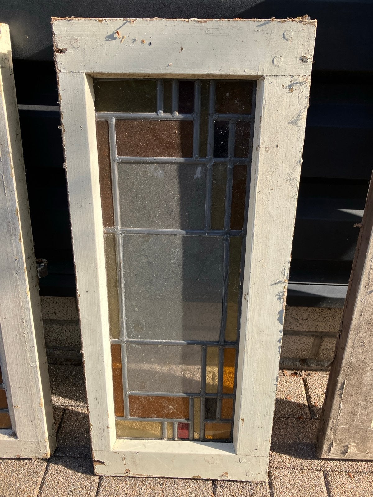 Antieke glas in lood ramen (5 stuks), Ophalen, Gevelraam of Ruit, Gebruikt, 80 tot 120 cm