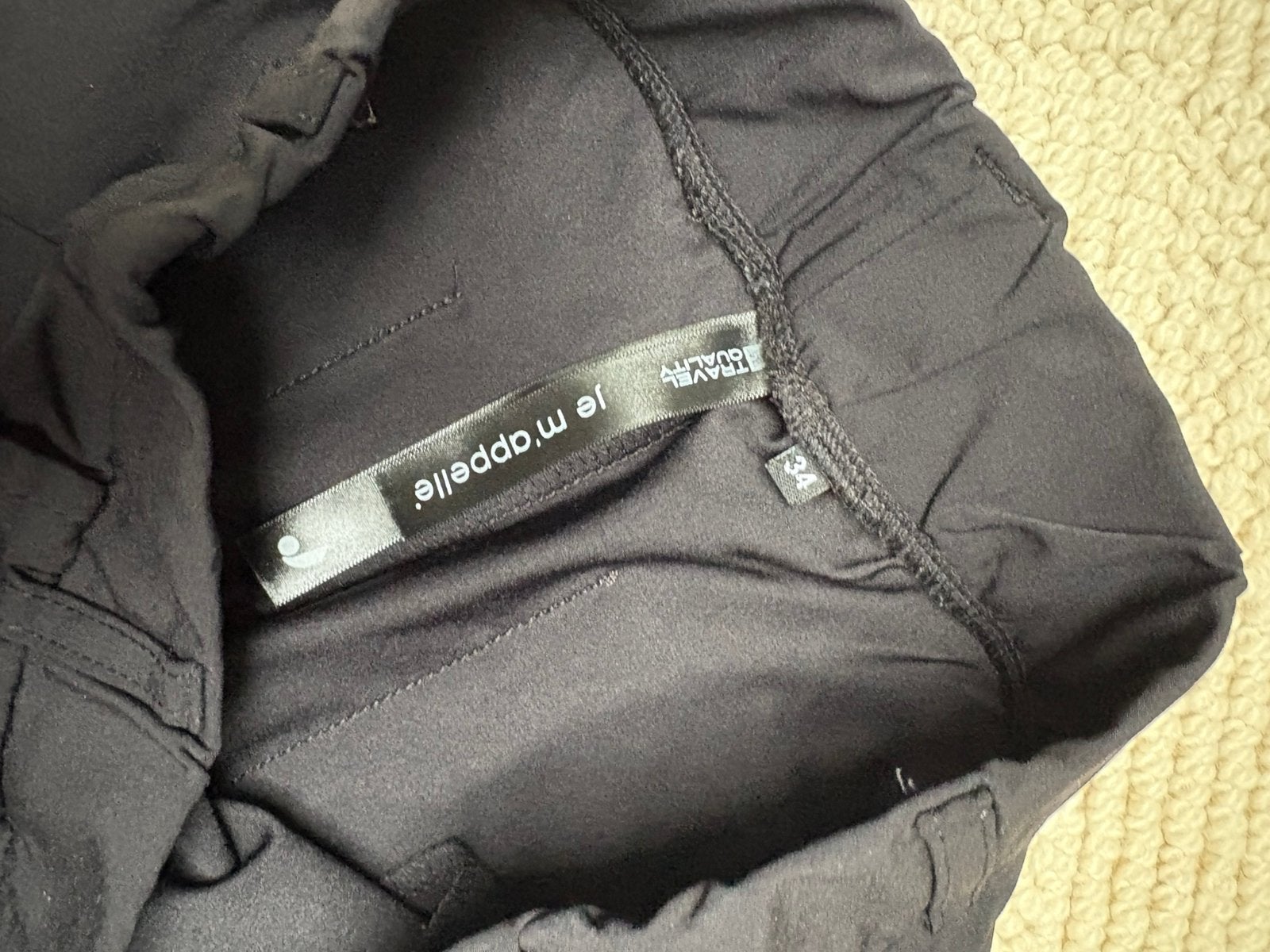 Je m’appelle zwarte flared broek travelstof mt34, Zwart, Ophalen of Verzenden, Zo goed als nieuw, Maat 34 (XS) of kleiner