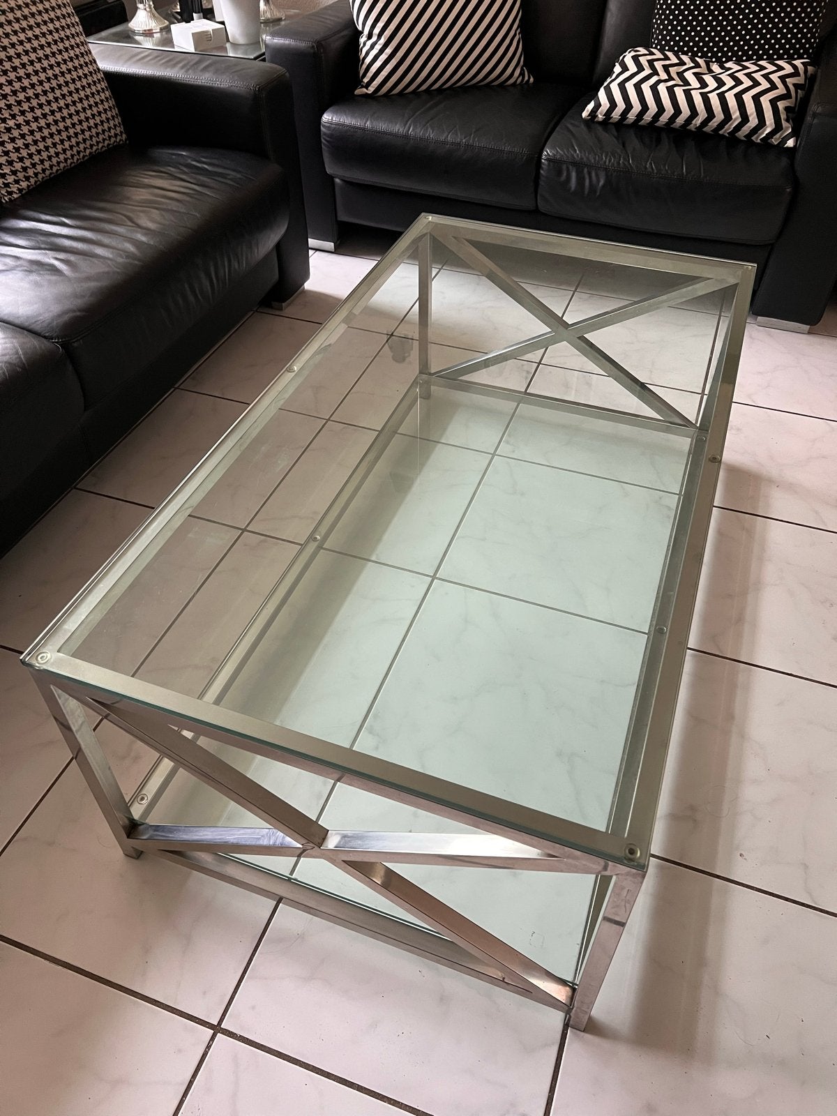 Rivièra Maison New York Salontafel Glas/Staal 130x70x46cm, Ophalen, Gebruikt, 100 tot 150 cm, 50 tot 100 cm