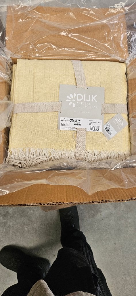 Partij Dijk Natural Collections plaids geel 125x150 cm nieuw, Geel, Sfeer, Plaid, Met franjes/kwastjes