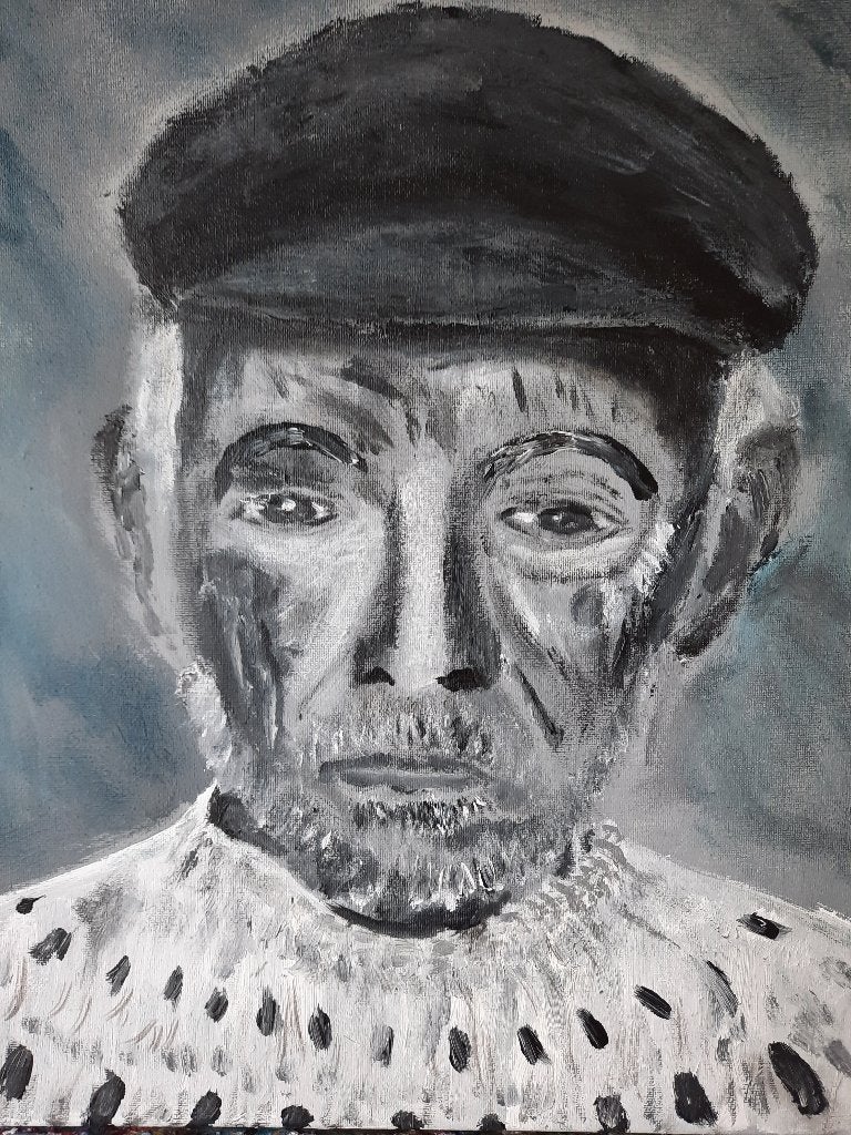 Man met pet, Hobby en Vrije tijd, Ophalen of Verzenden, Zo goed als nieuw, Acrylverf