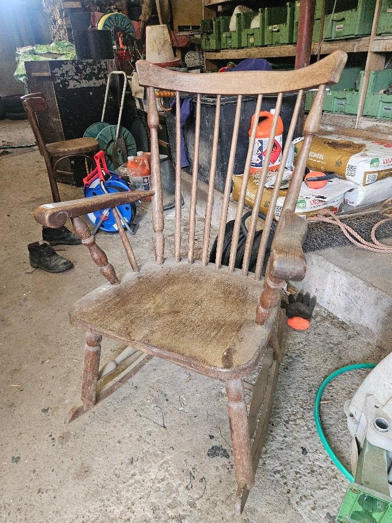 Schommelstoel, Huis en Inrichting, Stoelen, Ophalen, Gebruikt, Bruin, Eén