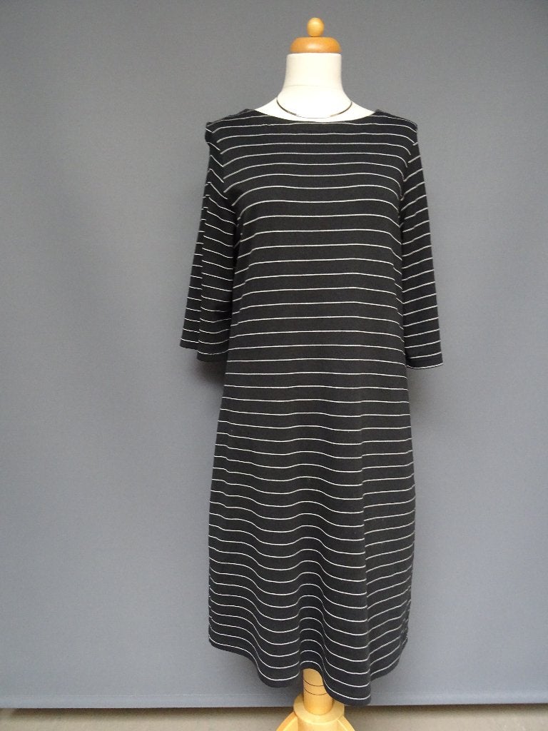 HEMA maat L, zwart wit jersey jurk., Maat 38/40 (M), Zwart, Ophalen of Verzenden, Zo goed als nieuw