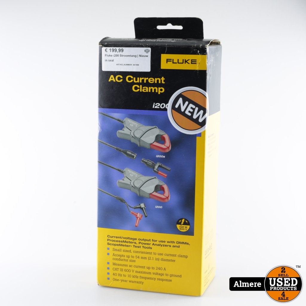 Fluke i200 Stroomtang | Nieuw in seal, Fluke, Gebruikt, https://www.fluke.com/nl-nl/ondersteuning/contact, 6920 Seaway Blvd, Everett, WA 98203, Verenigde Staten