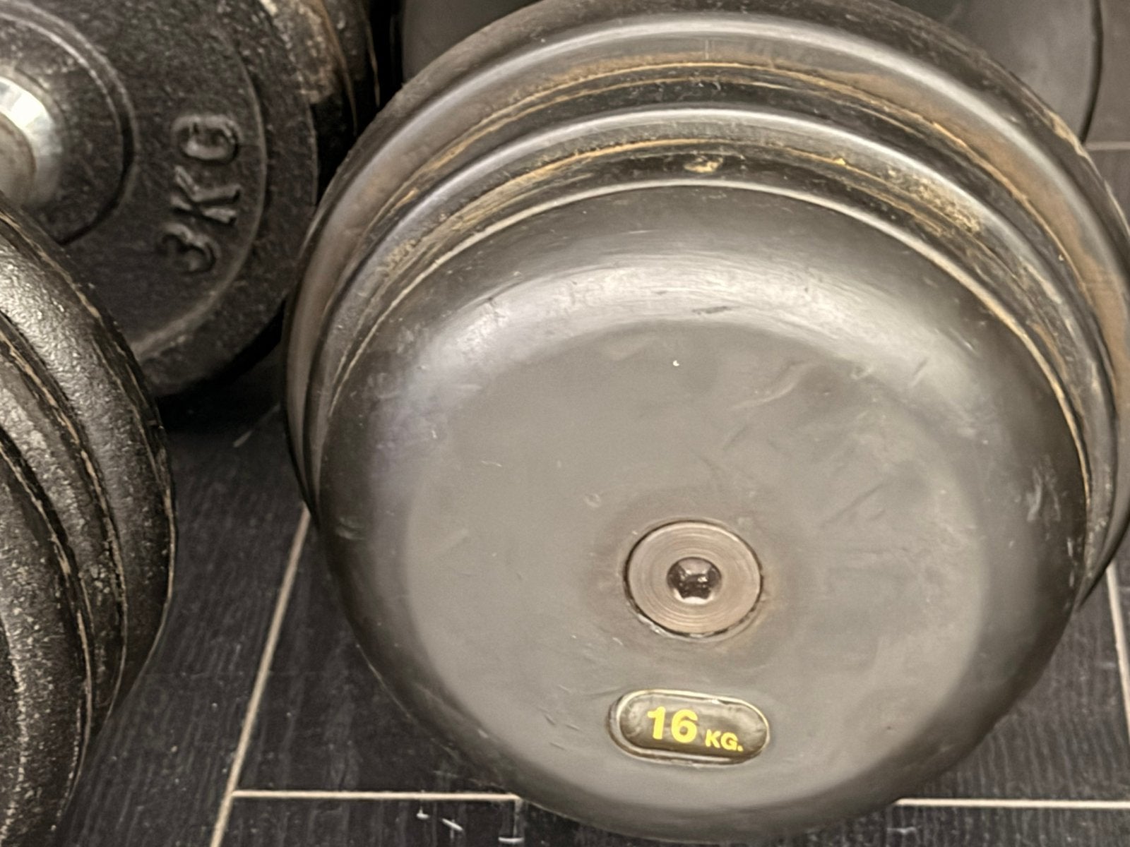 16 kg vaste dumbell sportschool kwaliteit, Ophalen, Zo goed als nieuw, Dumbbell