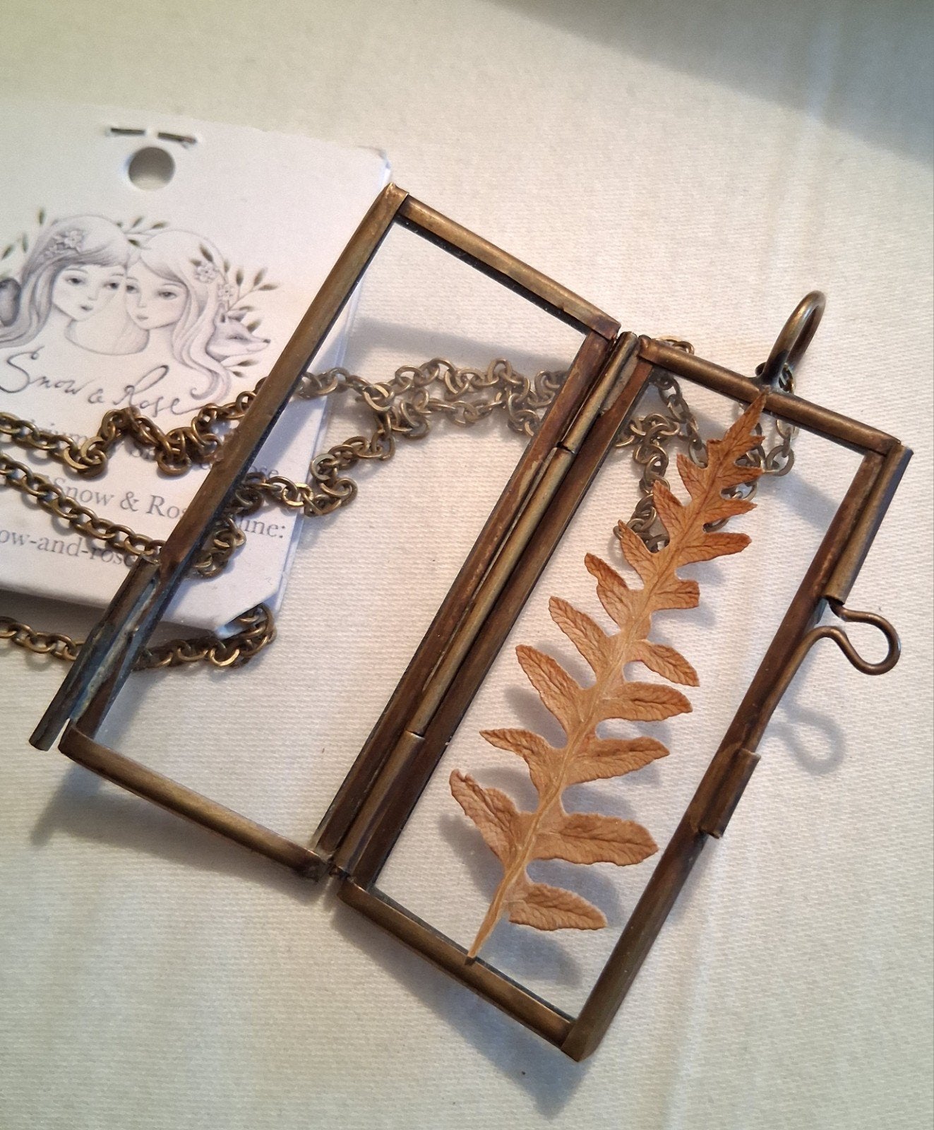 Snow & Rose ketting. fotolijst met varen.

Het bronskleurige, Ophalen of Verzenden, Nieuw, Met hanger