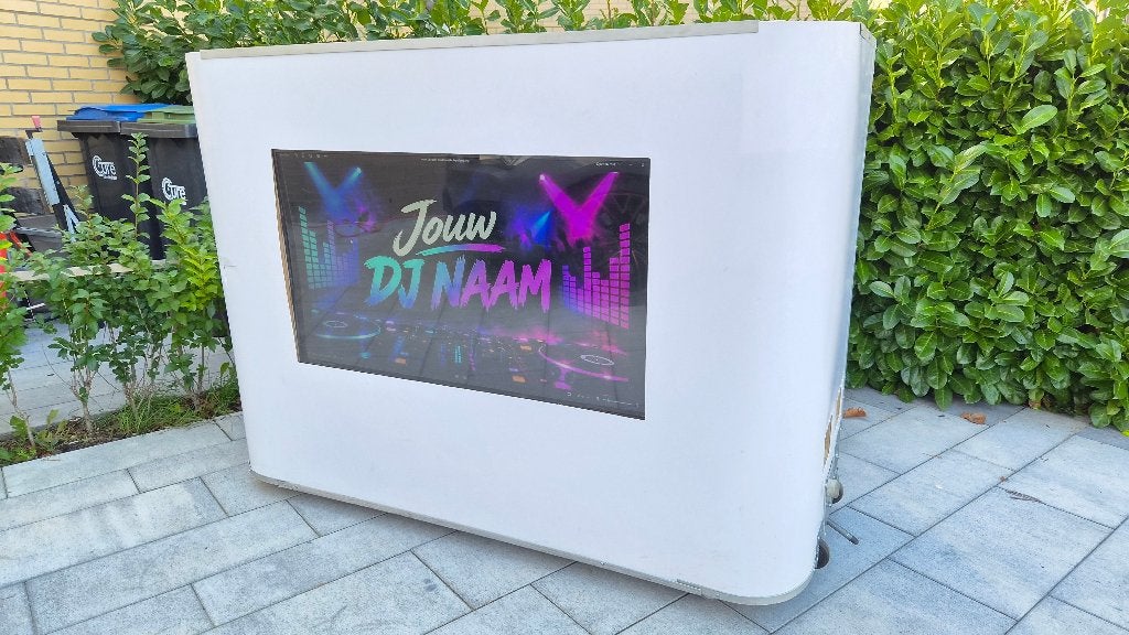 DJ Booth met 42" tv van wit kunststof, in hoogte verstelbaar, Ophalen, Gebruikt, Dj-set, Overige merken