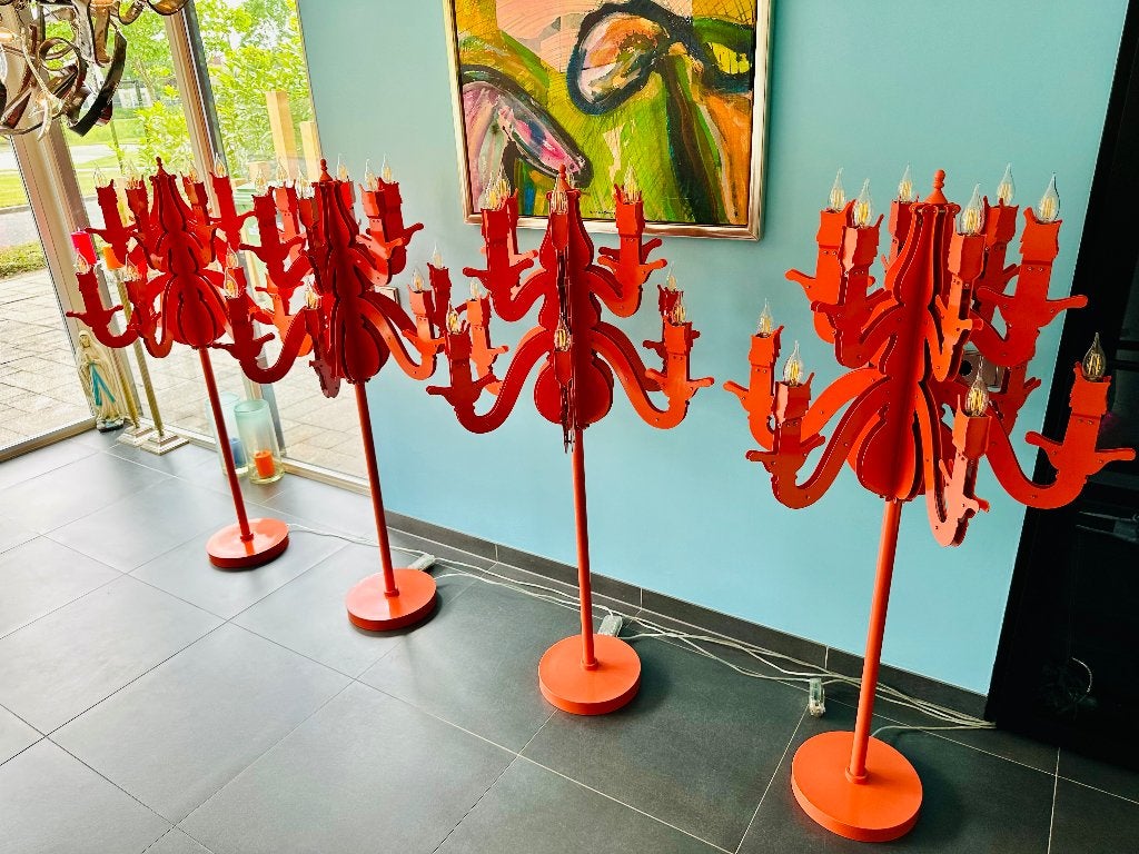 Brand van Egmond 4 stuks Night Watch vloerlamp Hermès Orange, Ophalen, Zo goed als nieuw, Metaal, 100 tot 150 cm