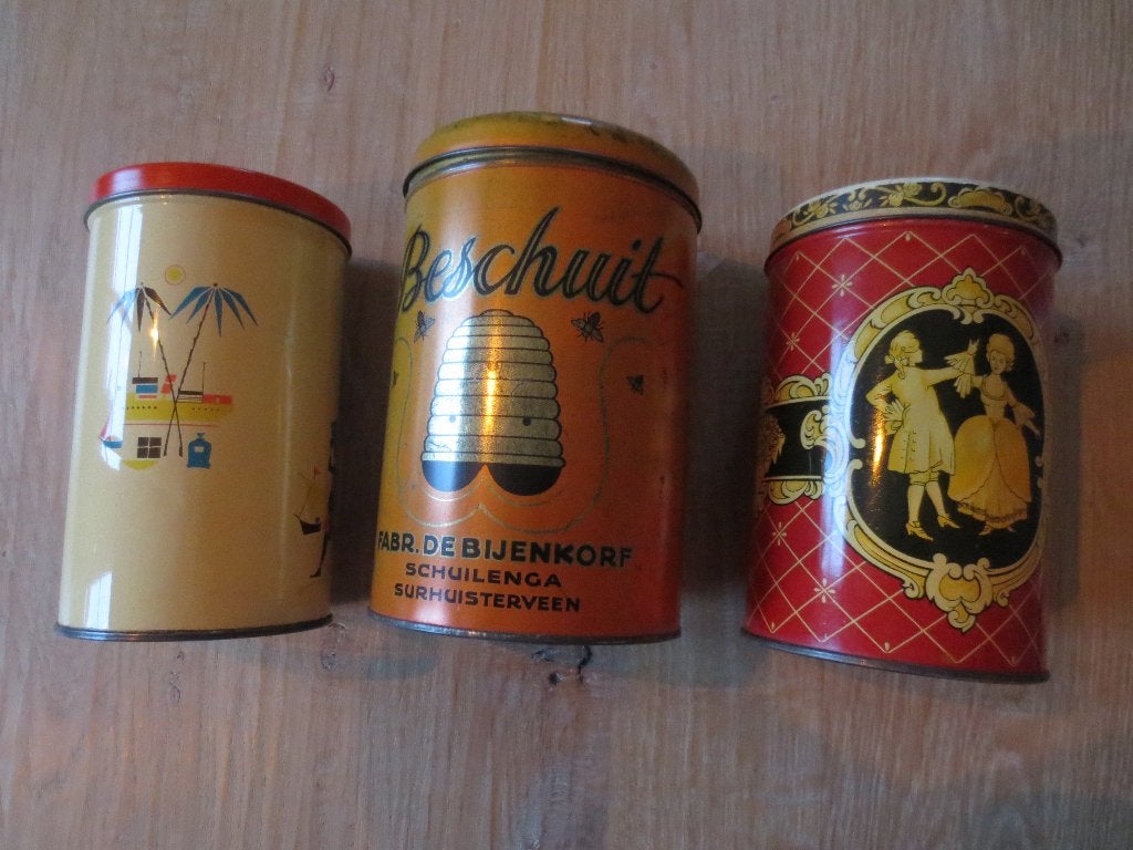 Blikken : Meerdere verschillende blikken o.a. beschuit., Ophalen of Verzenden, Gebruikt, Beschuit, Overige merken