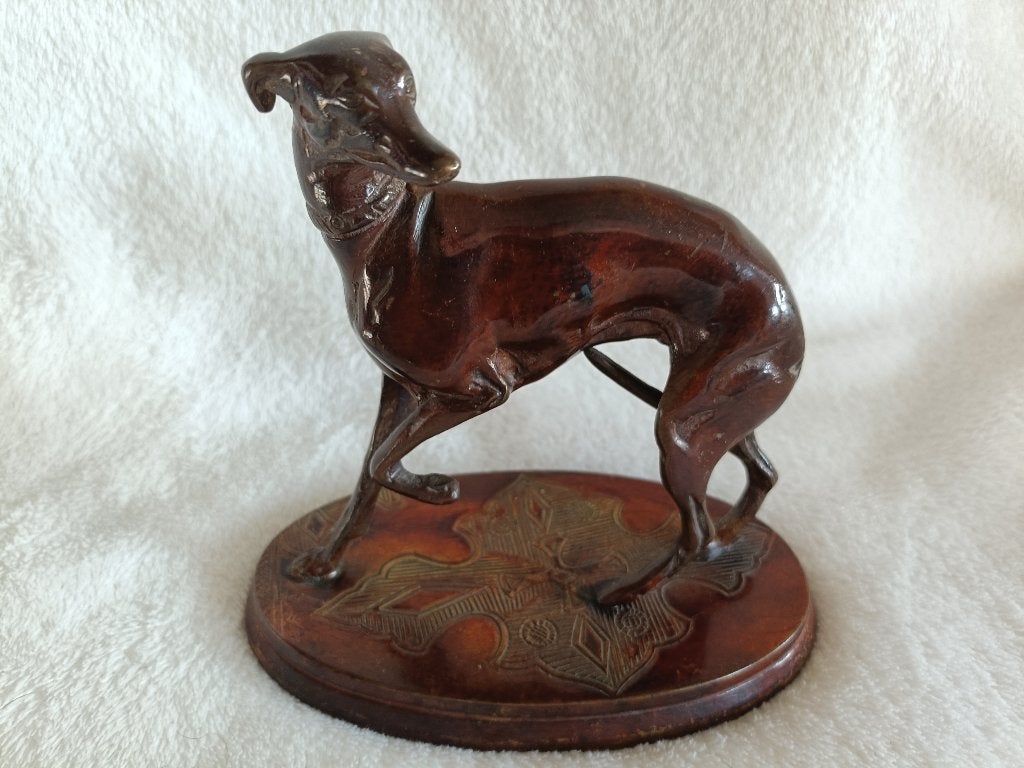 Brons beeldje hazewindhond wippet, Ophalen of Verzenden