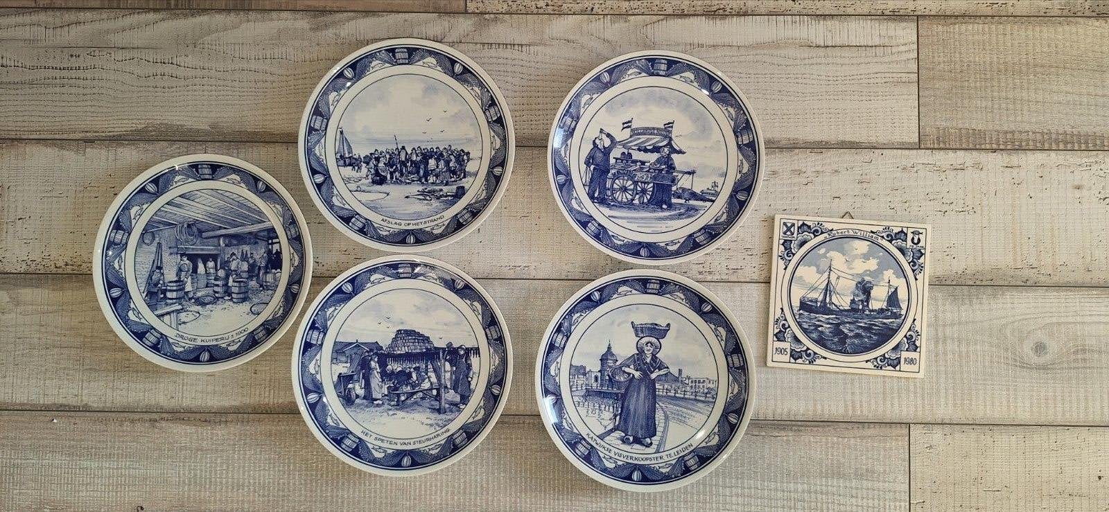 Set van 5 OUWEHAND Katwijk Holland Delfts Blauwe Borden, Ophalen