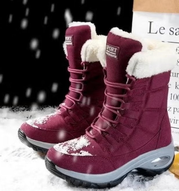 Luxe hoge snowboots voor dames waterdicht met dikke zolen, Ophalen of Verzenden, Zo goed als nieuw, Zwart, Snowboots