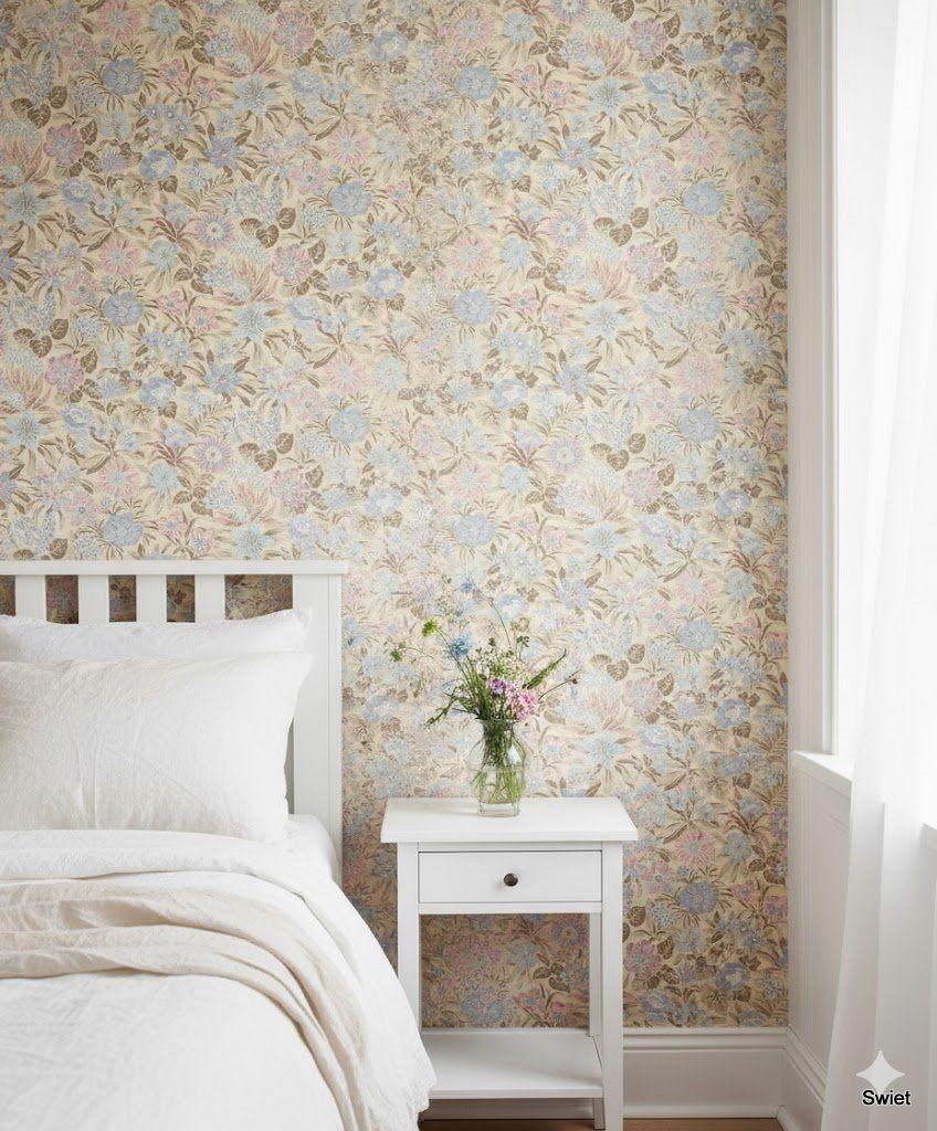 6706 bloemig pastel vintage behang swiet, Huis en Inrichting, Stoffering | Behang, Verzenden, Roze