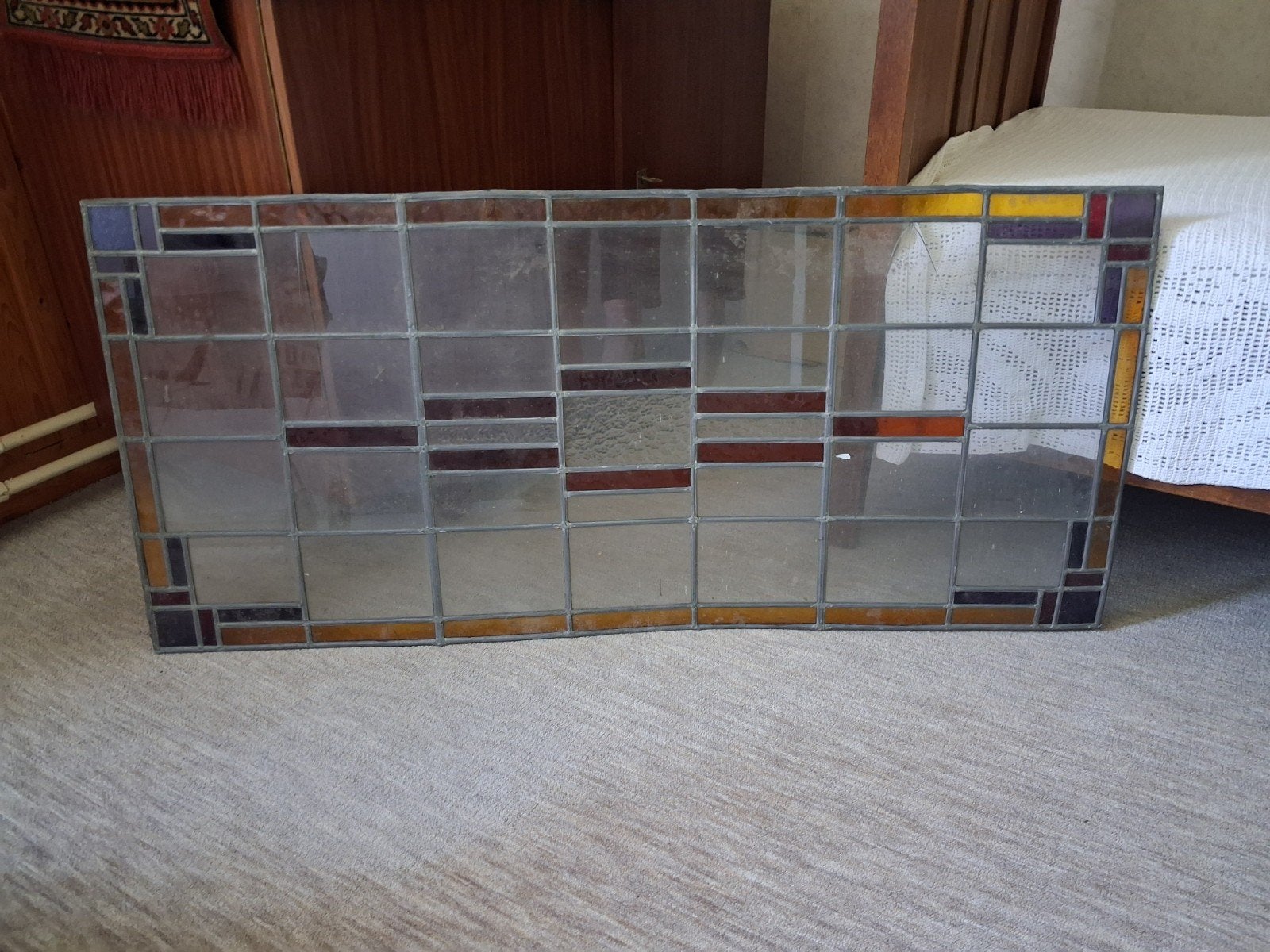 2x oude glas-in-lood, Ophalen, Gebruikt, Minder dan 80 cm, Glas in lood