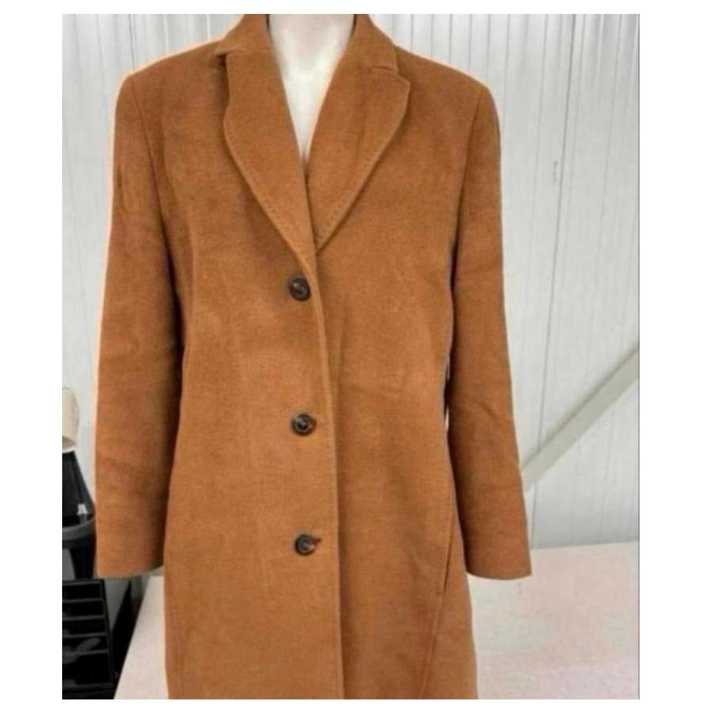 Vintage Trench Coat - Jobis Luxury angora-mohair wol jas L, Bruin, Maat 42/44 (L), Ophalen of Verzenden, Zo goed als nieuw