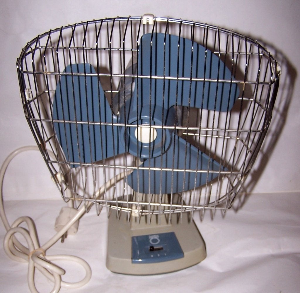 Vintage Taurus Tafelventilator - Blauw/Grijs. Izgs., Ophalen of Verzenden, Zo goed als nieuw, Tafelventilator