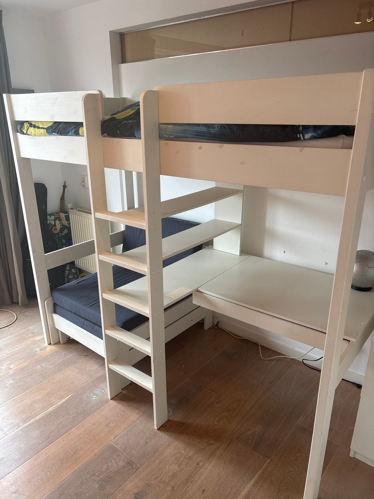 Hoogslaper met logeerbed en bureau - 200x80 cm, Ophalen, Gebruikt, Hoogslaper, Eenpersoons