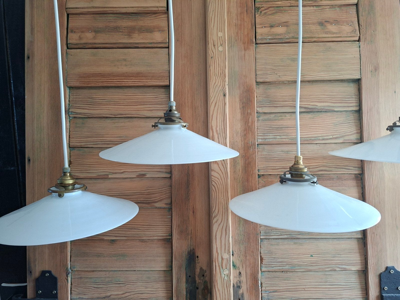 Opaline glas hanglampen , vintage melkglazen lamp, Ophalen of Verzenden