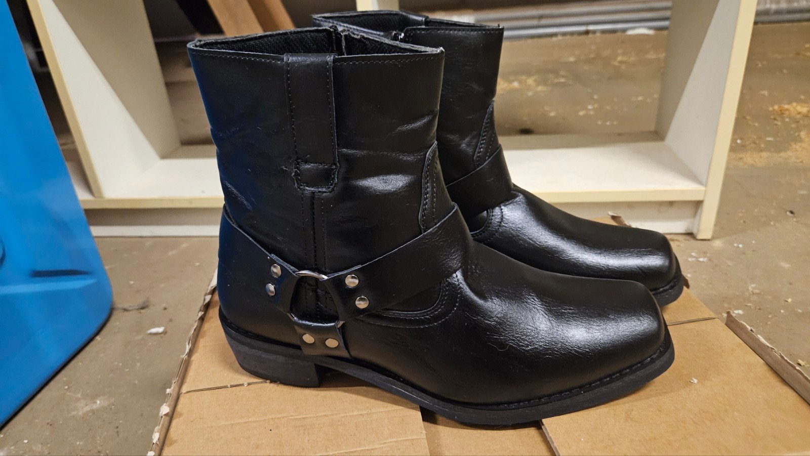 Zwarte leren cowboy boots - Maat 43, Kleding | Heren, Schoenen, Zwart, Boots, Nieuw, Ophalen of Verzenden