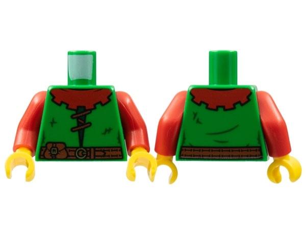 Lego Castle Minifig Torso Castle Forestman Red Collar, Reddi, Lego, Nieuw, Ophalen of Verzenden, Losse stenen