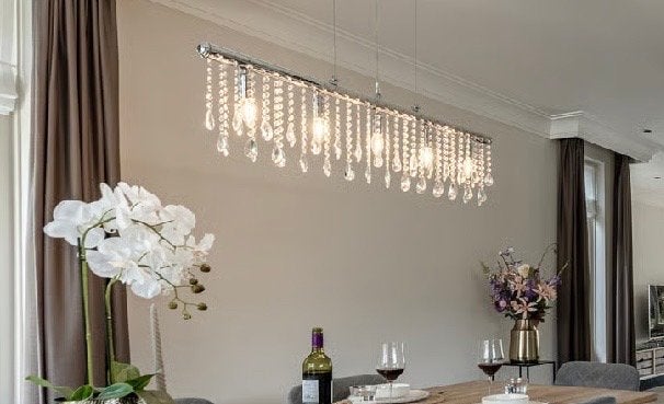 Luxe kristallen hanglamp evt met zwarte kap (incl. ), Ophalen, Gebruikt, Glas