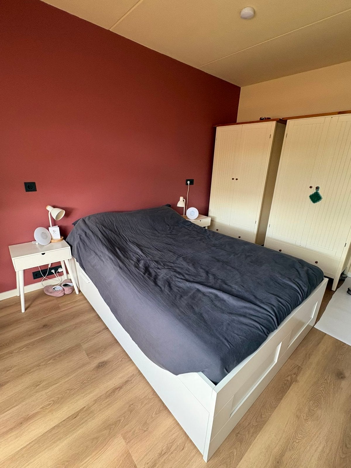 IKEA Brimnes bed 140x200 met lades (+ matras), Ophalen, Gebruikt, Wit, Tweepersoons