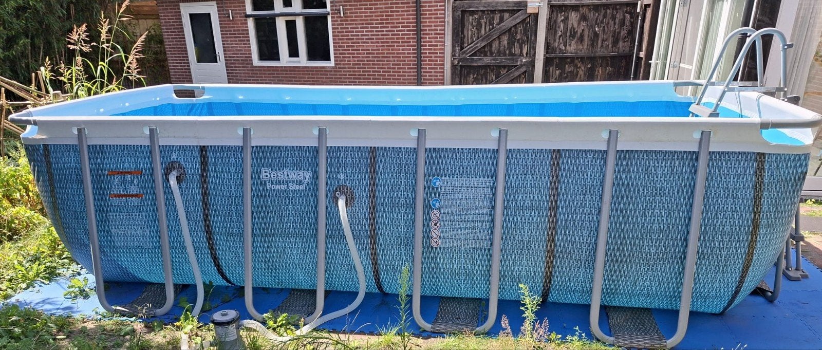 Bestway power steel opzetzwembad, 200 tot 300 cm, Rechthoekig, Ophalen, 120 cm of meer