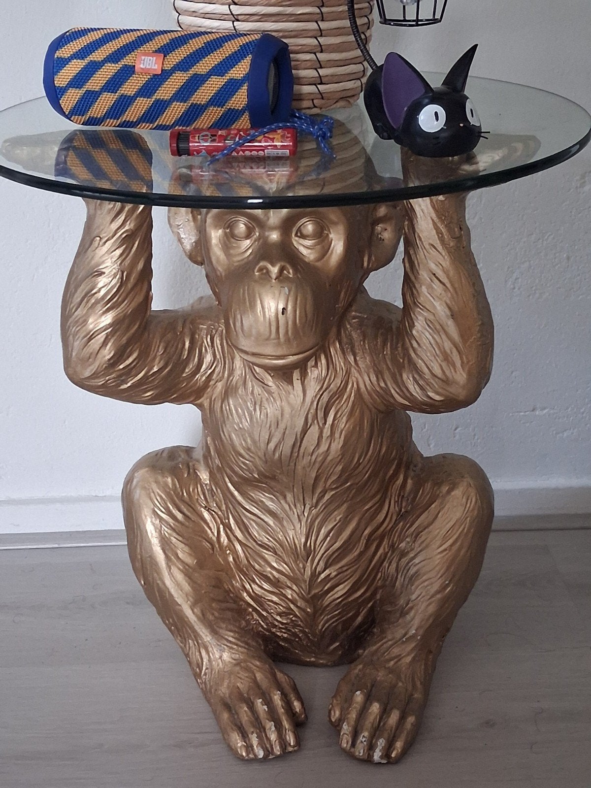 Aap bijzettafel goud, Overige materialen, Minder dan 55 cm, Gebruikt, Rond