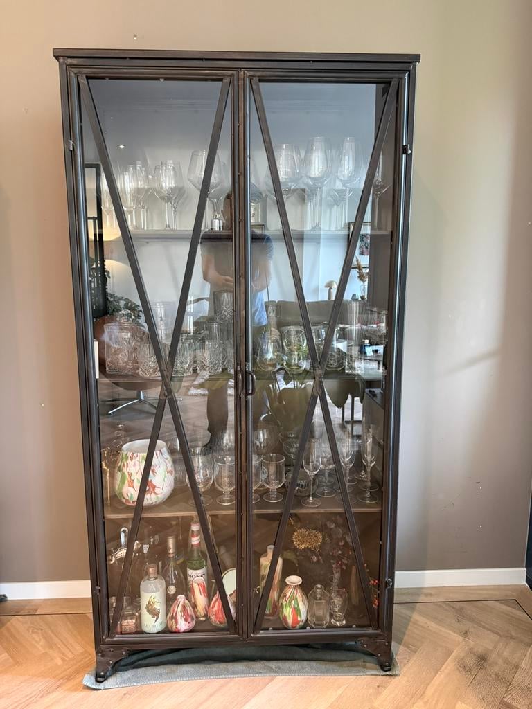 vitrine kast merk ptmd 95x38x175, Ophalen, 50 tot 100 cm, Zo goed als nieuw, 150 tot 200 cm