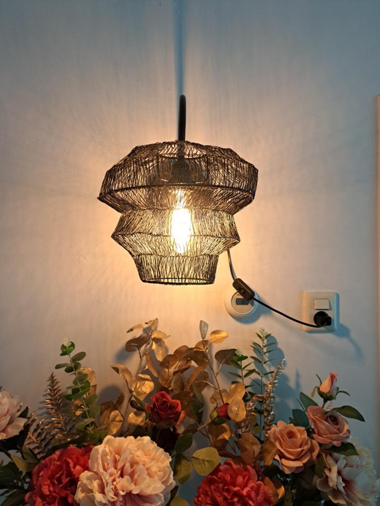 Wandlamp met draadwerk kap -2 stuks  Sfeervolle verlichting, Ophalen of Verzenden, Zo goed als nieuw, Metaal