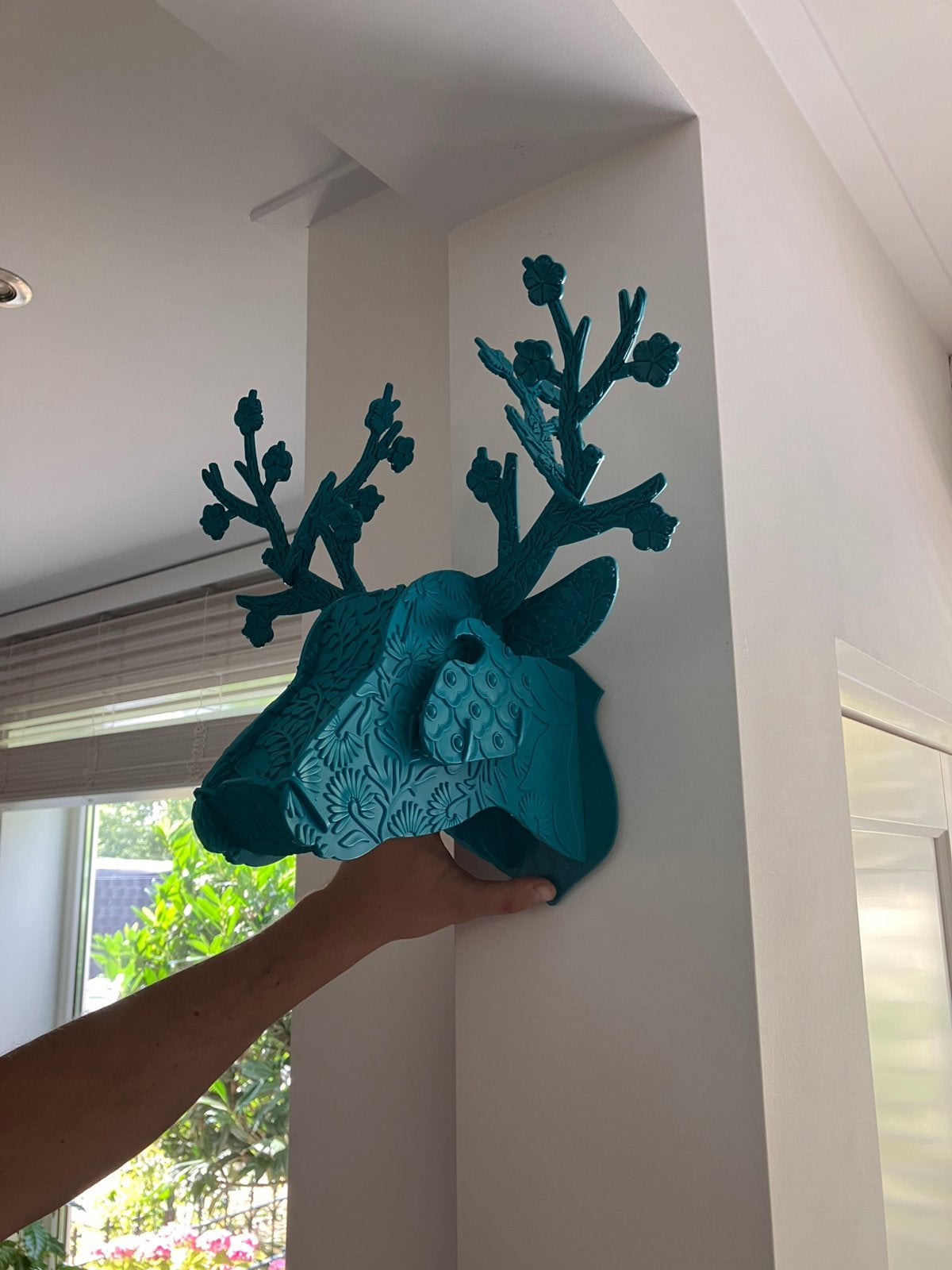 Miho hertenkop bloemen voor aan de muur, Ophalen of Verzenden, Zo goed als nieuw, Wanddecoratie