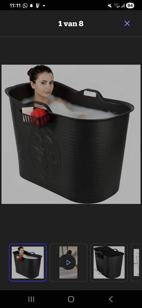 Mobiele badkuip van bathbucket zwart, Huis en Inrichting, Overige typen, Zo goed als nieuw, Minder dan 100 cm, 25 tot 50 cm