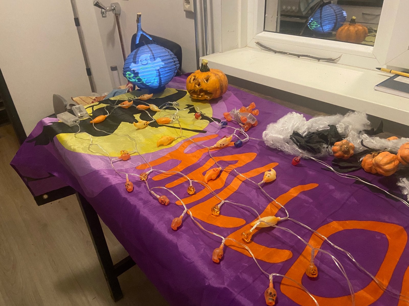 Halloween spullen banners 5 x led lampion etc, Hobby en Vrije tijd, Ophalen, Zo goed als nieuw