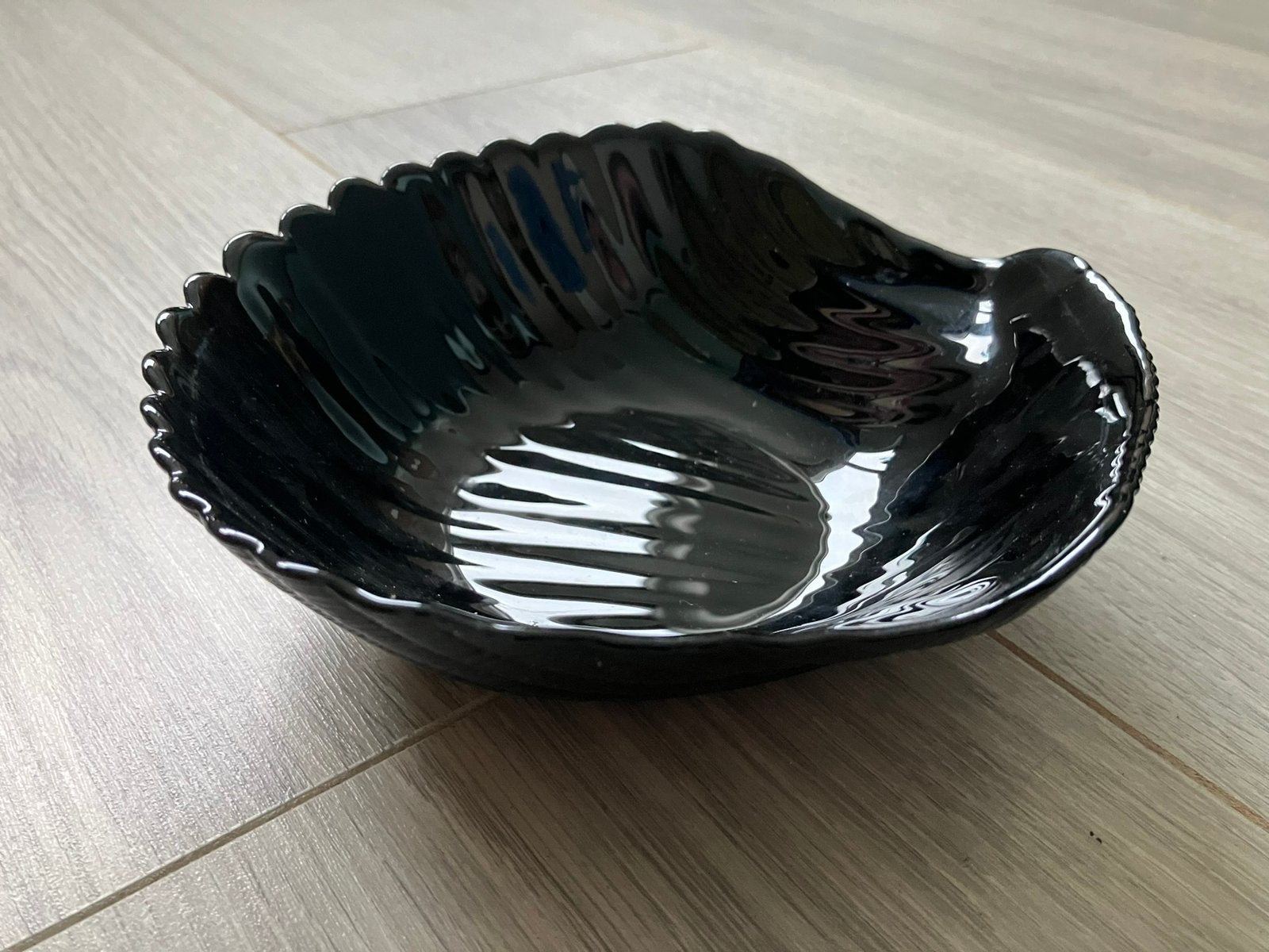 Vintage Arcoroc France Coquillage schelpschaal zwart, Ophalen of Verzenden