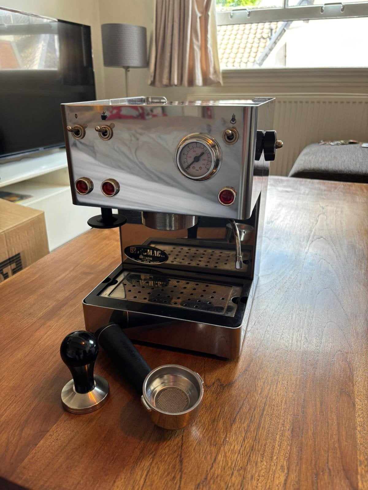 Isomac Giada Espressomachine, Witgoed en Apparatuur, Koffiezetapparaten, Stoompijpje, Gebruikt, Espresso apparaat, Gemalen koffie