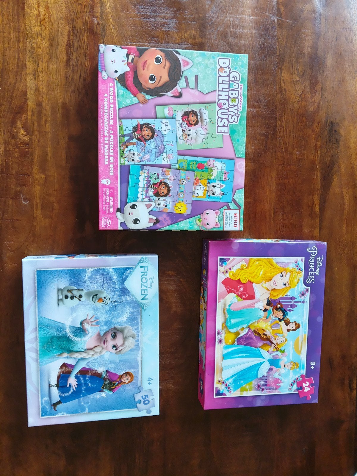 Disney Frozen, Disney Princess & Gabby's Dollhouse puzzels, 2 tot 4 jaar, 10 tot 50 stukjes, Ophalen of Verzenden, Zo goed als nieuw