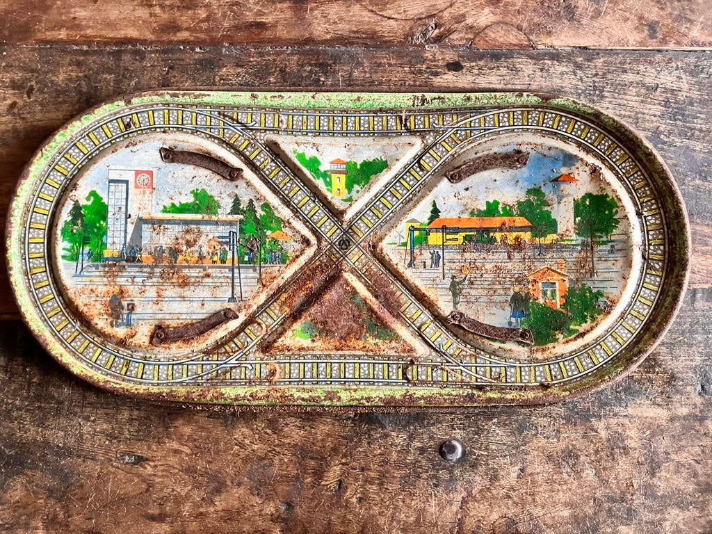 Blikken speelgoed - treinbaan, Antiek en Kunst, Ophalen of Verzenden