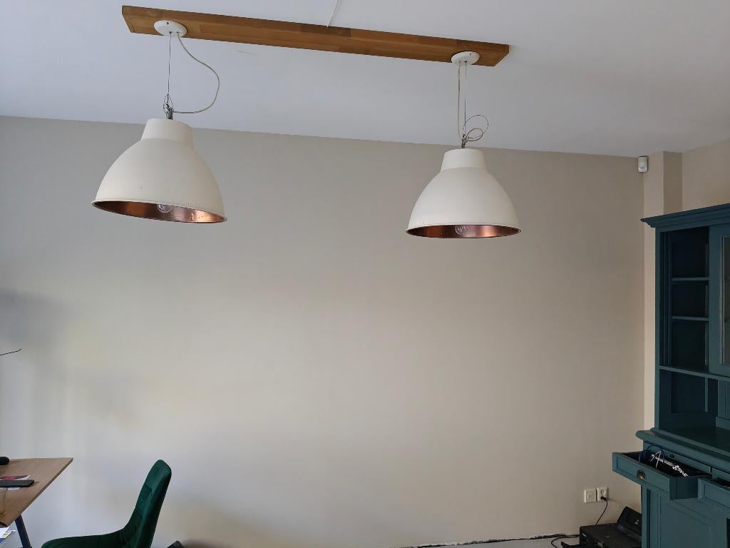 Eettafel lamp Quazna 2 stuks hanglampen te koop, Ophalen, Gebruikt, 50 tot 75 cm, Metaal